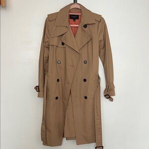 Ann Taylor Tan Double-Breasted Trench Jackey
